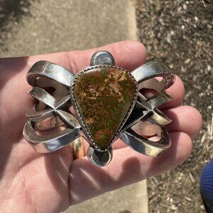 Wilford B Henry Navajo Cuff Bracelet Size 6 Kingman Web Turquoise Sterling 87.0g